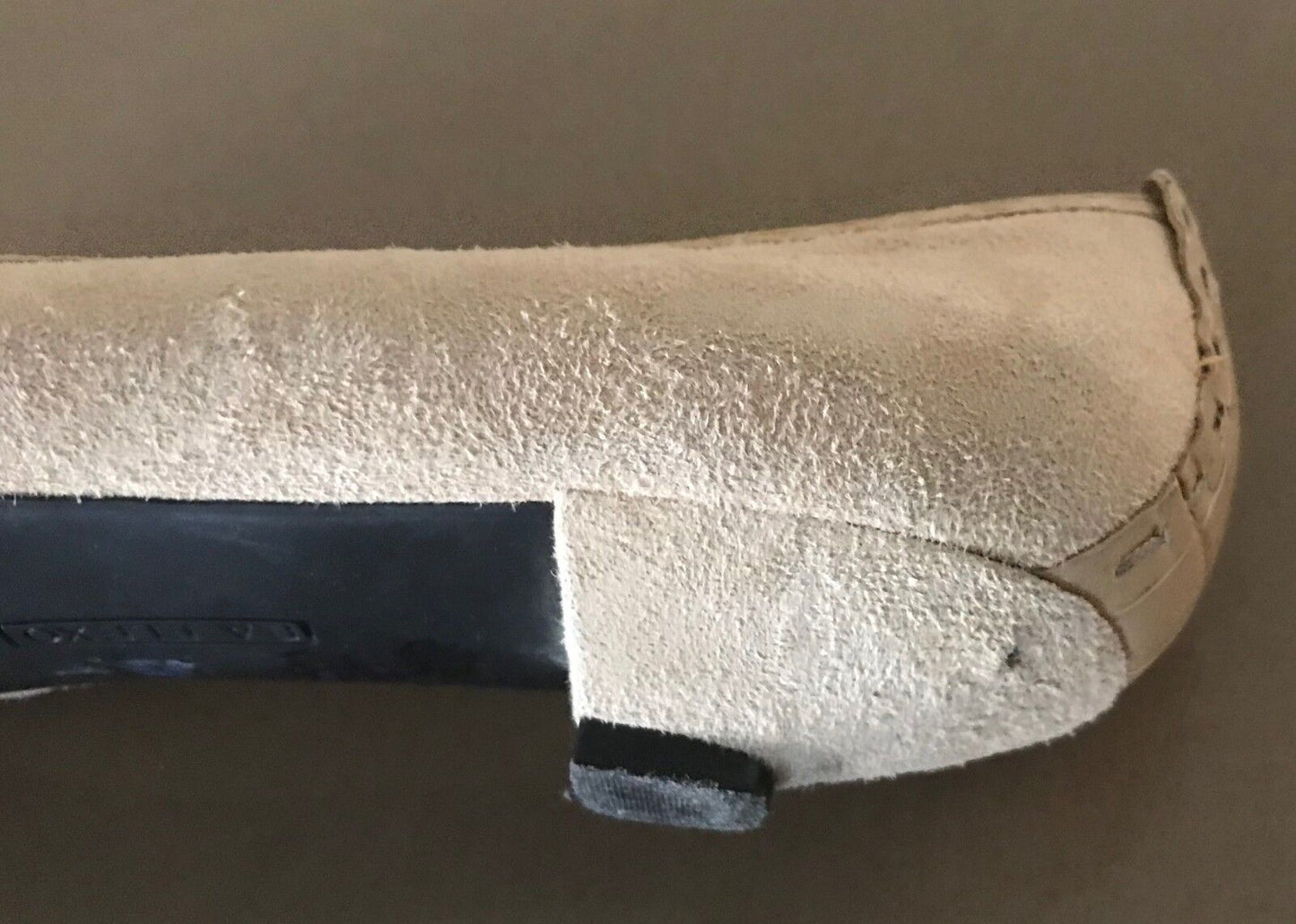 ENZO ANGIOLINI Kitten Heels Shoes Beige Suede Croc Trim Slip On Ladies Size 10 M