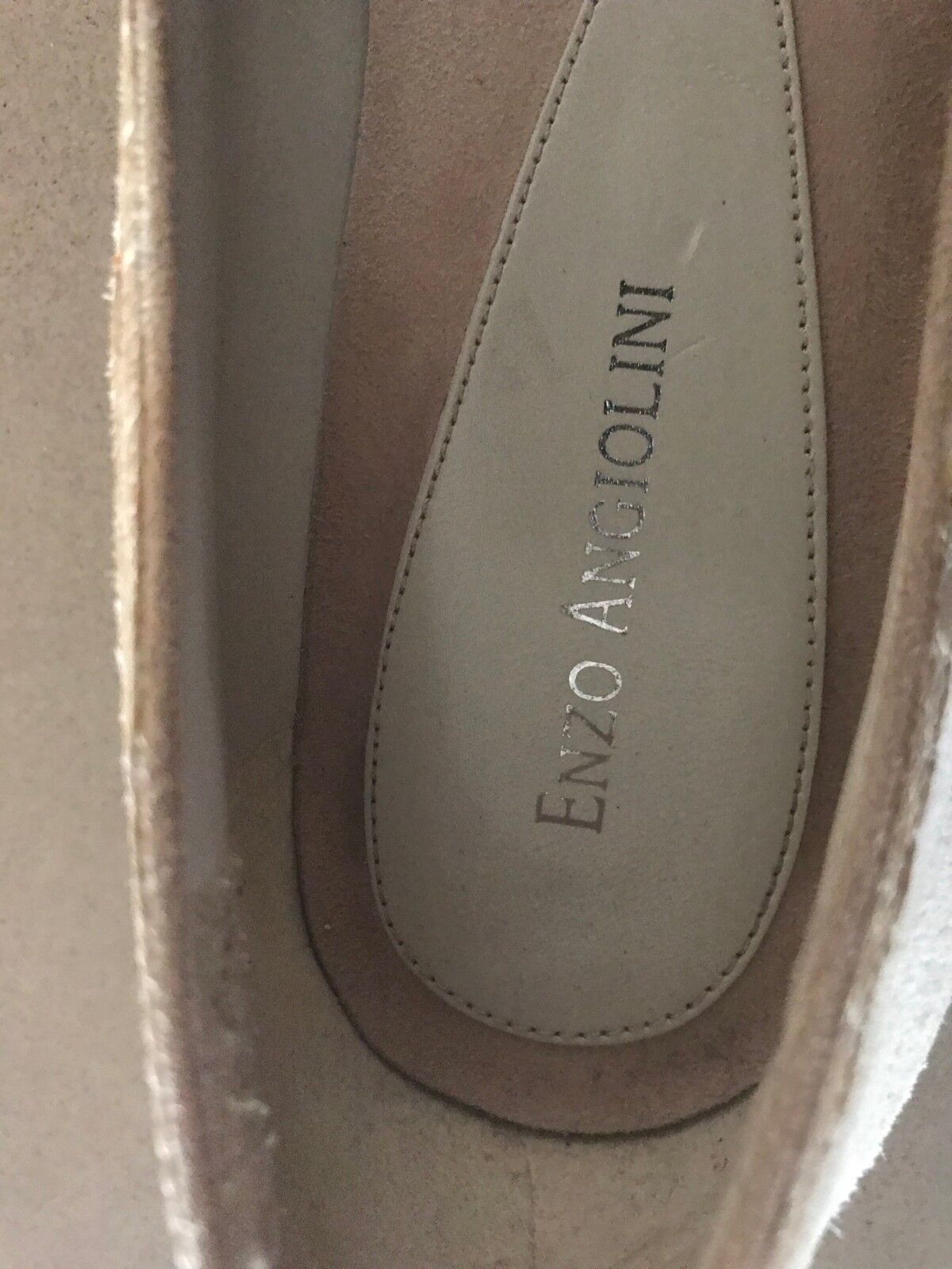 ENZO ANGIOLINI Kitten Heels Shoes Beige Suede Croc Trim Slip On Ladies Size 10 M