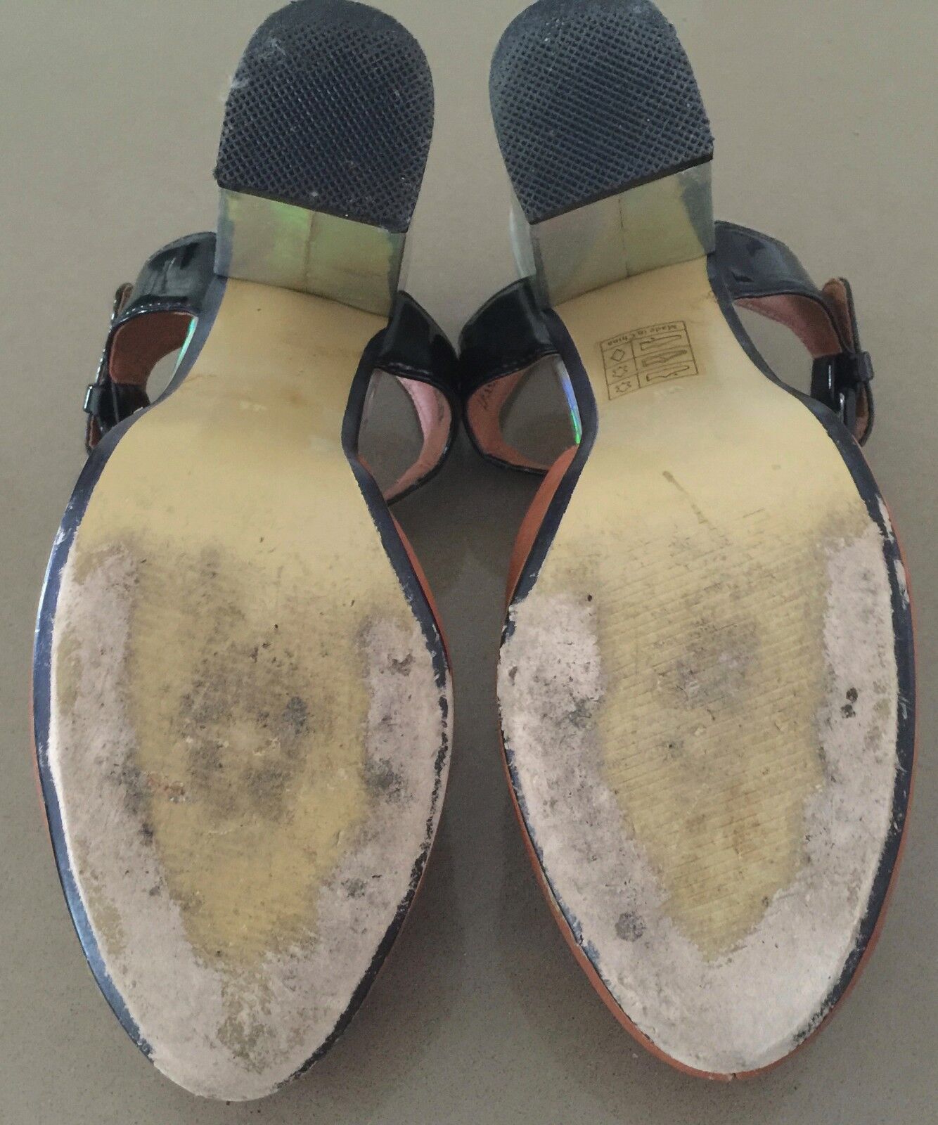 SHUBAR "Morning Kiss" Shoes Tan Black Ankle Strap Ladies Size 41 1940's Look