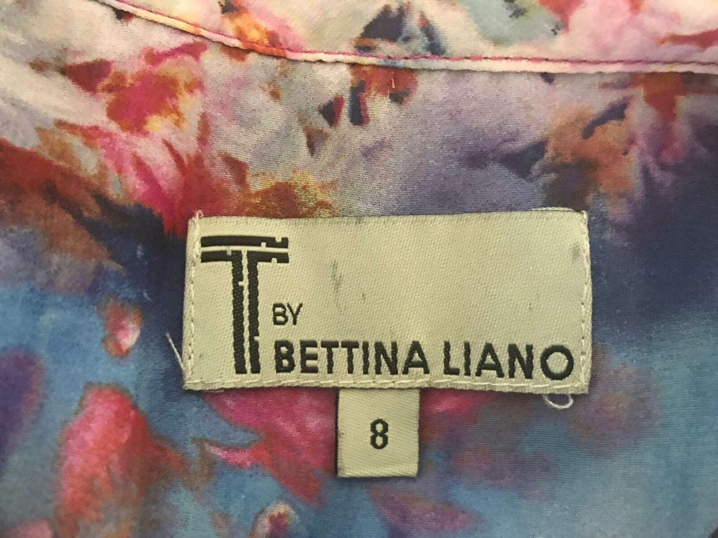 T by BETTINA LIANO Top Multi Colour Floral Print Sleeveless Blouse Size 8 10 NEW