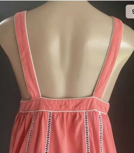 AVOCADO Midi Dress Coral & White Piping Sleeveless Ladies Size 12 Boho Beach NEW