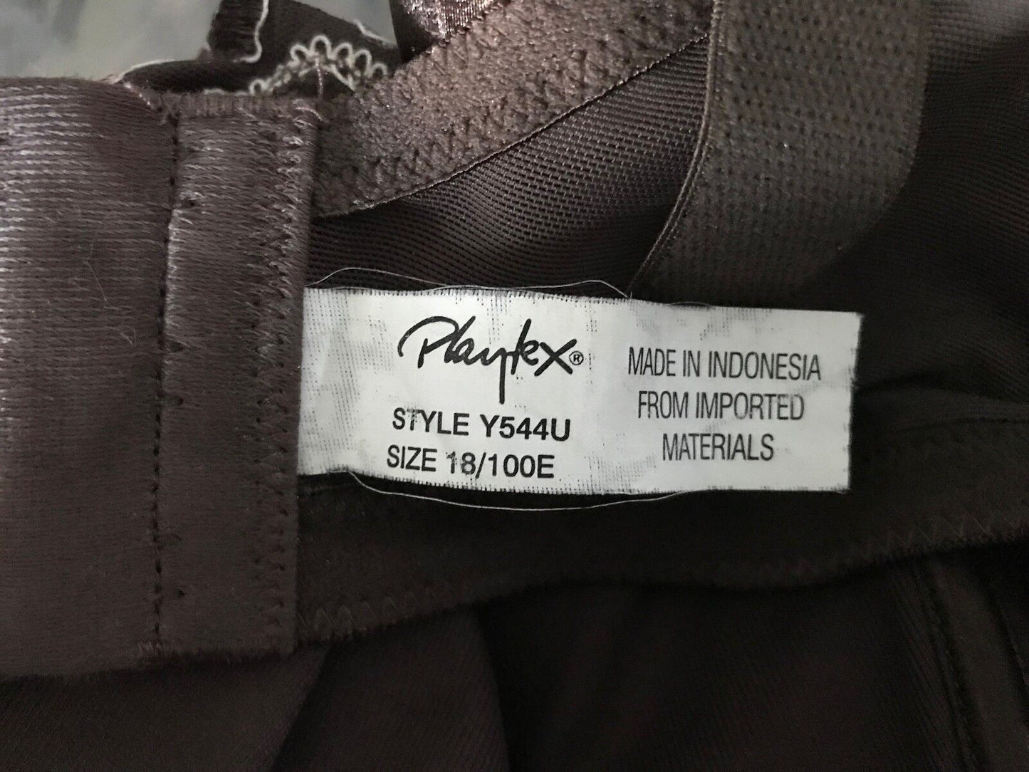 PLAYTEX 18E Bra Brown & Nude Dusty Pink Lace Trim Underwire Bra Y544U NEw
