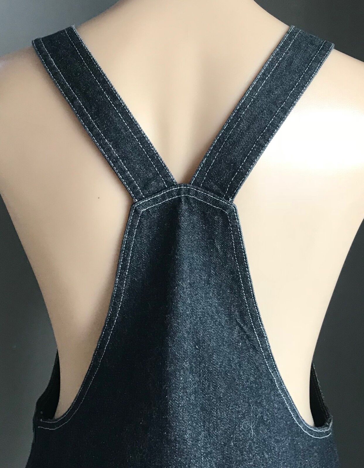 WAYNE COOPER Denim Pinafore Dungaree A-Line Black Dress Size 1 AU 10 NEW
