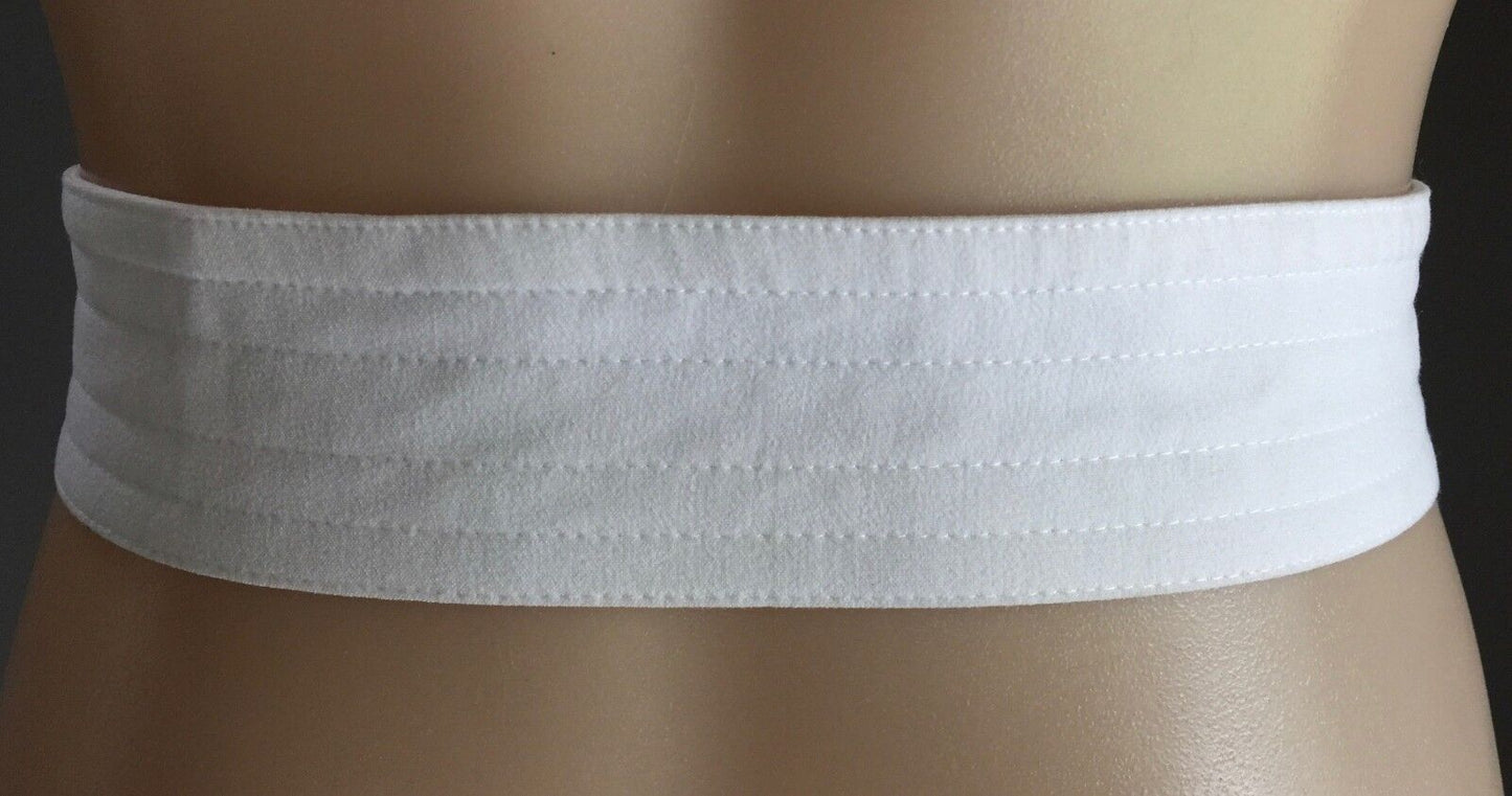 Vintage White Fabric Gold Buckle Belt Size 14 To fit Waist 79 - 92cm 5.5cm wide