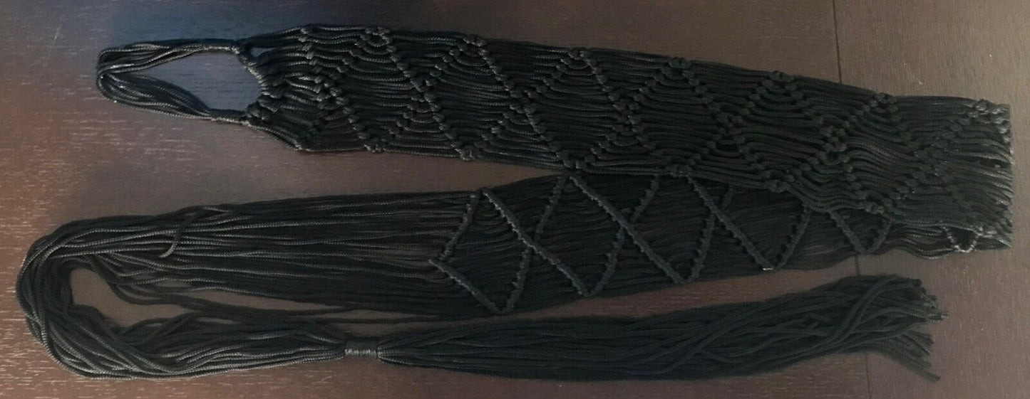 6.5cm Boho Belt Black Woven Rope Wide Knot Tie Ladies Sizes 8 10 Open
