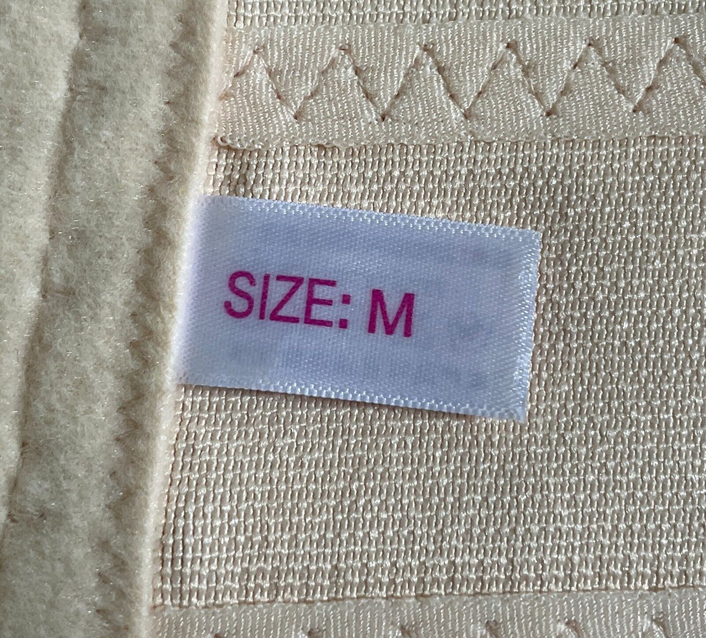 WAIST TRAINER Beige Elastic Hook & Eye Closure Cincher Sz M Textured Fabric Belt