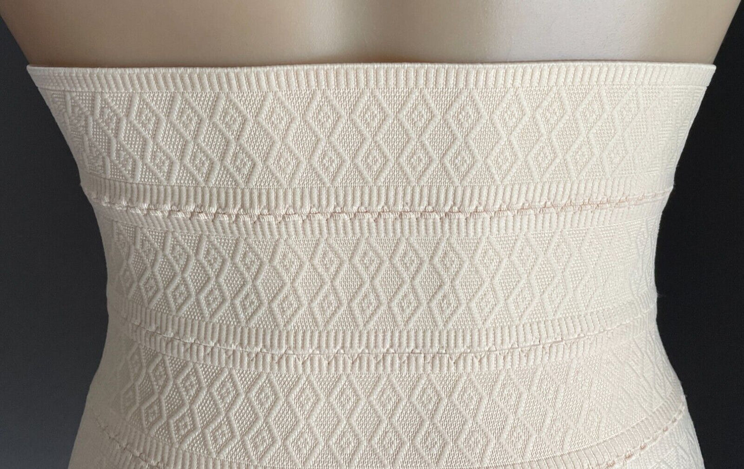 WAIST TRAINER Beige Elastic Hook & Eye Closure Cincher Sz M Textured Fabric Belt