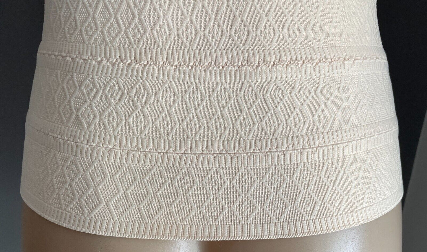 WAIST TRAINER Beige Elastic Hook & Eye Closure Cincher Sz M Textured Fabric Belt