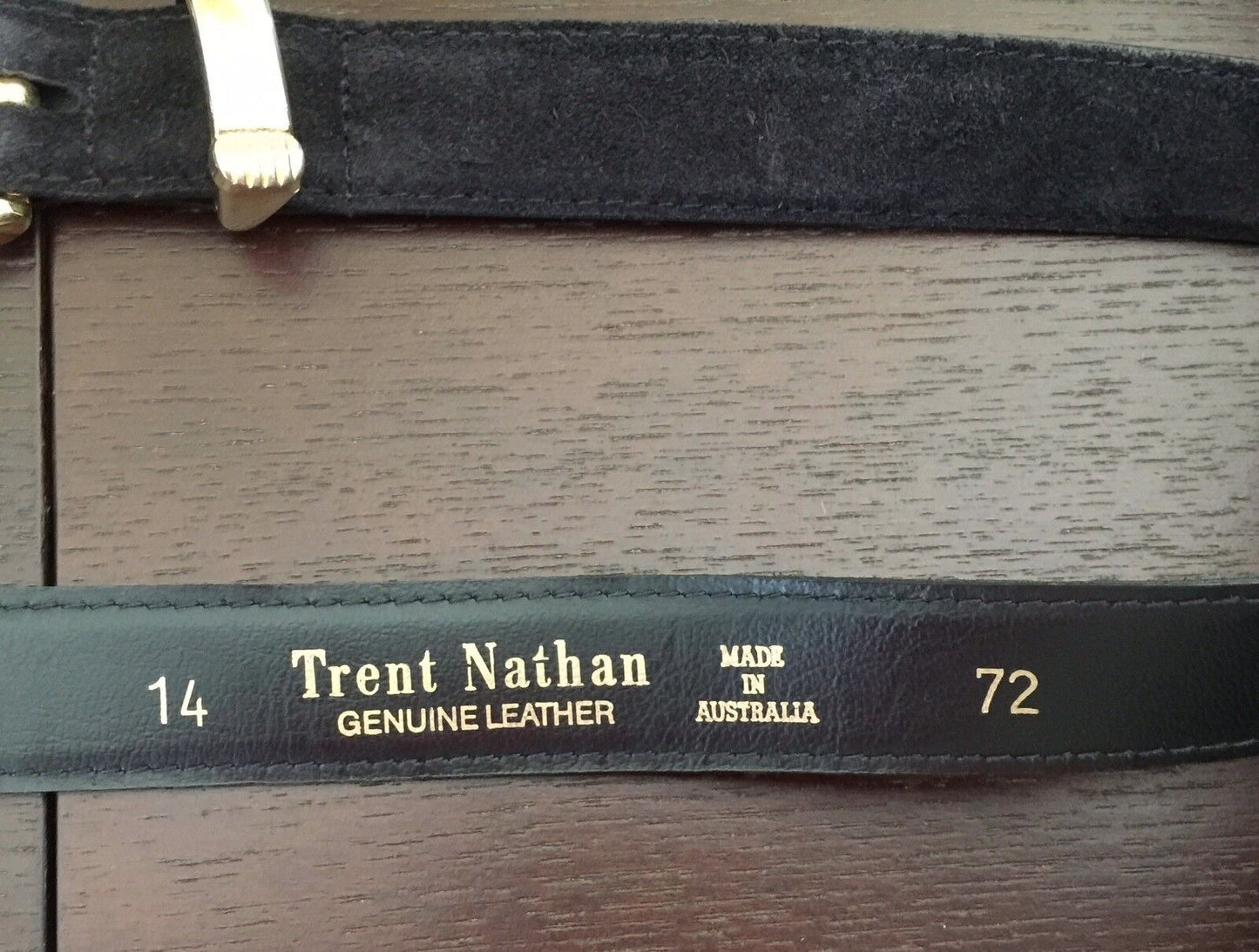 Vintage Ladies Belt TRENT NATHAN 2.8cm Black Suede Leather Size 14