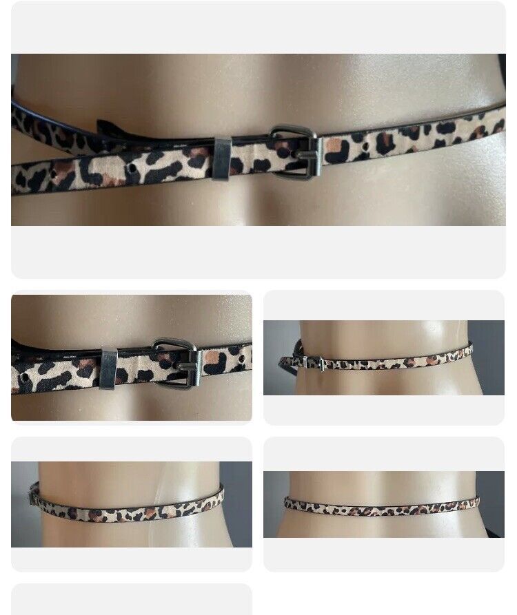ATMOSPHERE 1 cm Belt Thin Animal Print Pleather Waist Belt Ladies Size XS 10