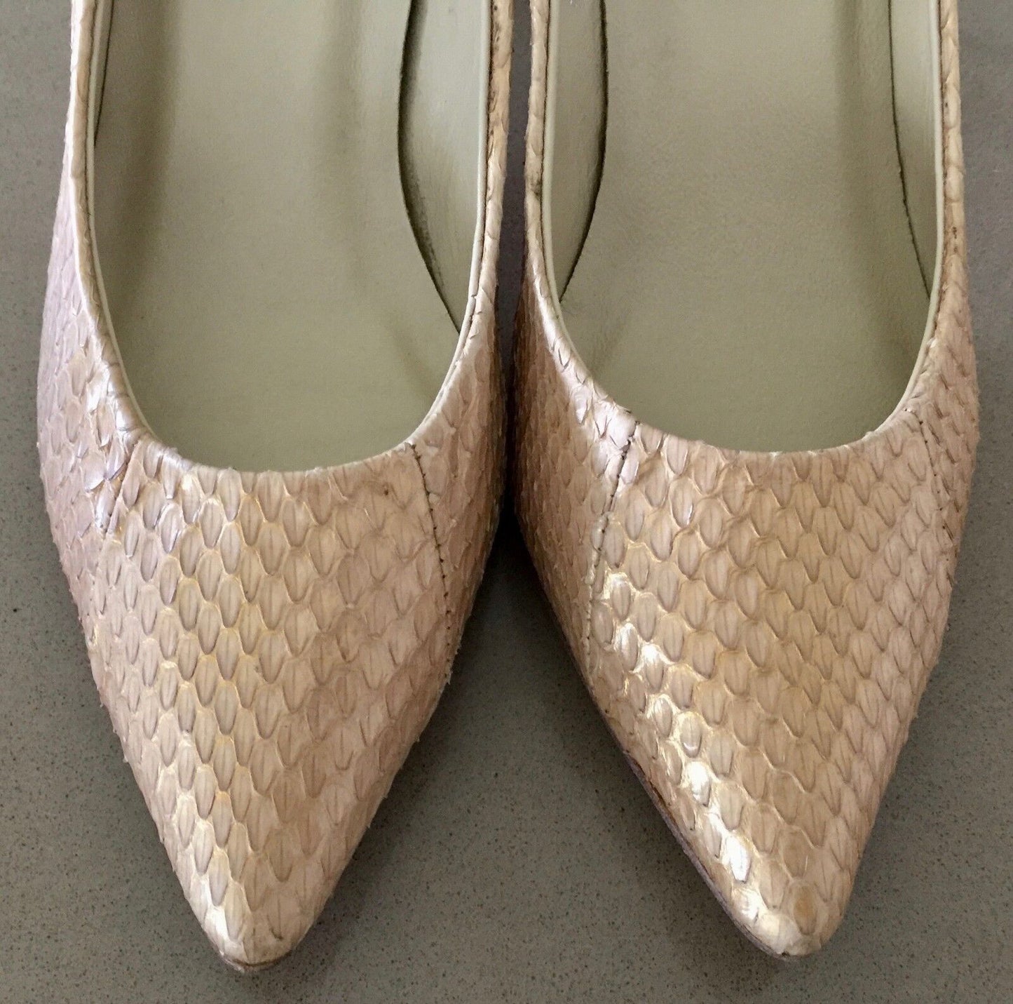 PEDDER RED Shoes Snakeskin Leather Stiletto Pumps Pale Gold Ladies Size 35 NEW