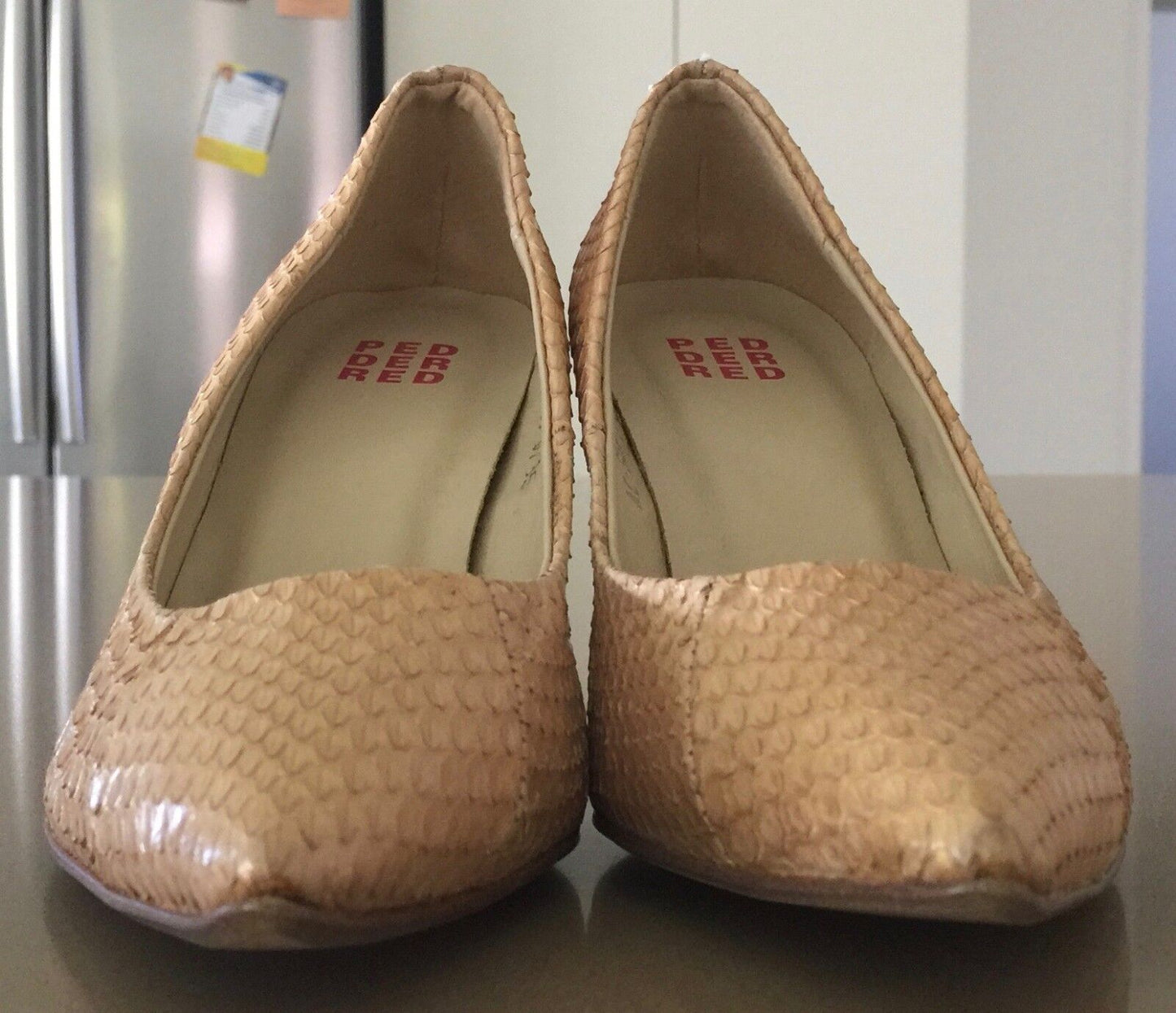 PEDDER RED Shoes Snakeskin Leather Stiletto Pumps Pale Gold Ladies Size 35 NEW