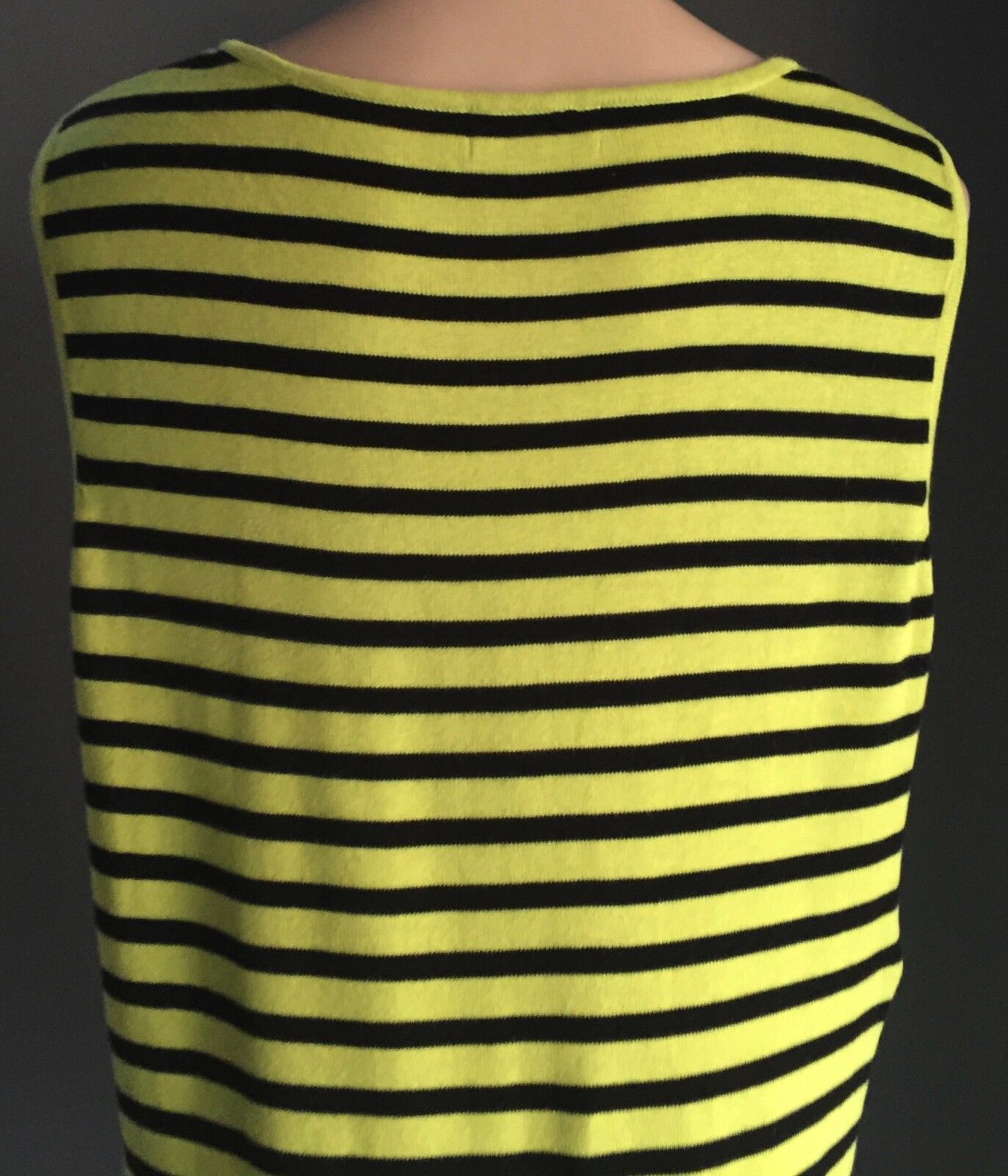 RJ WEAR Tunic Dress Top Lime Green & Black Stripe Knit Plus Size XL 16 18 NEW