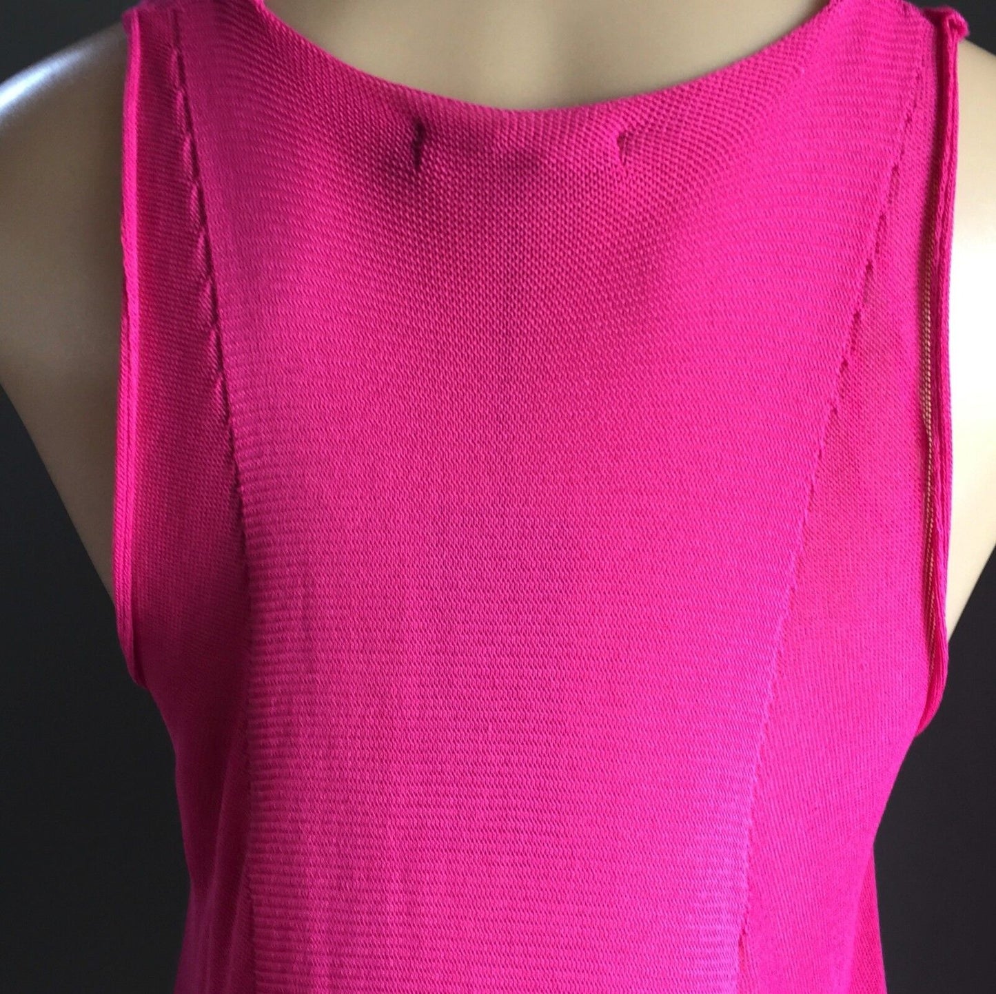 JENDI Hot Pink Dress Sleeveless Fine Knit Dip Hem Frock Size M 12 NEW
