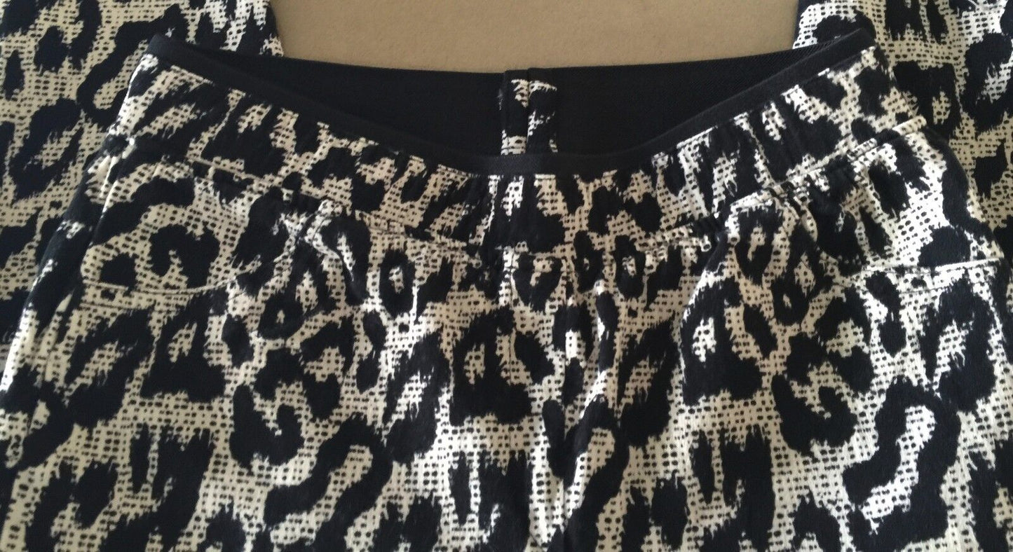 ZZANG Black & Beige Leopard Animal Print Stretch Leggings Ladies Size S 8