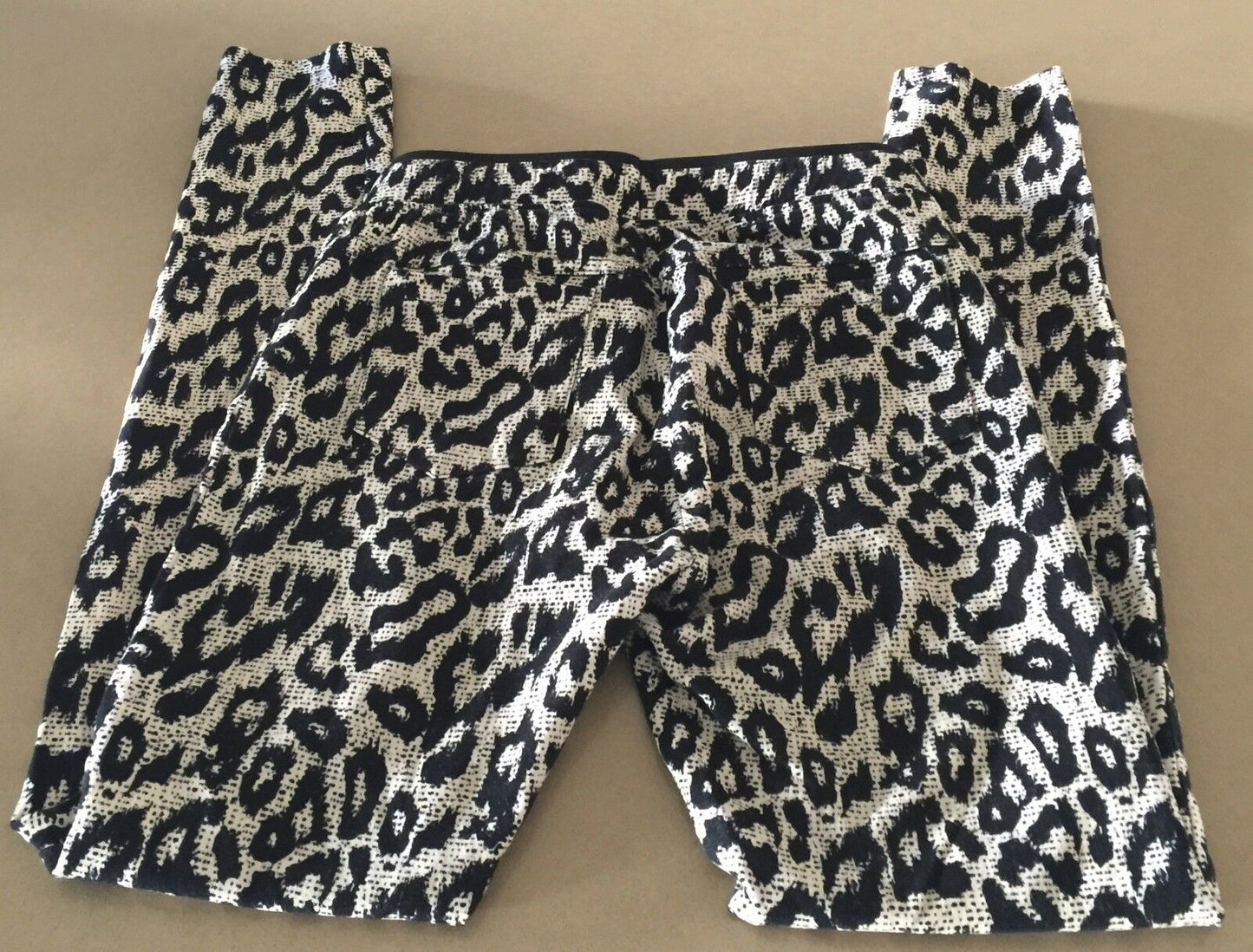 ZZANG Black & Beige Leopard Animal Print Stretch Leggings Ladies Size S 8