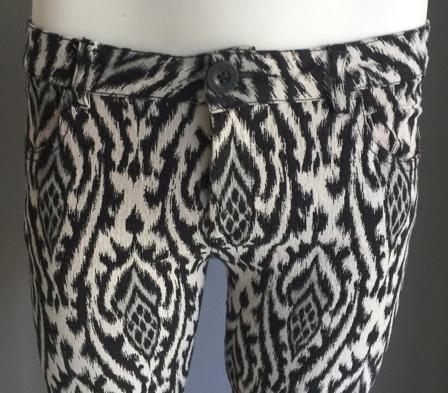 DESIGUAL Jeggings Black White & Grey Print 7/8 Length Treggings Ladies Size 8
