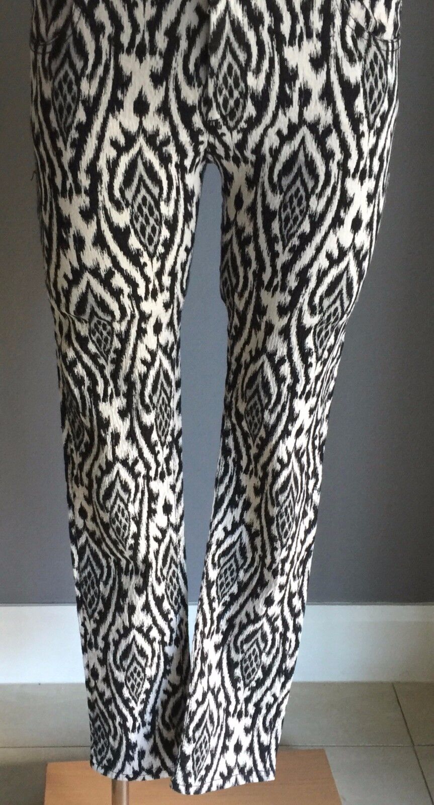 DESIGUAL Jeggings Black White & Grey Print 7/8 Length Treggings Ladies Size 8