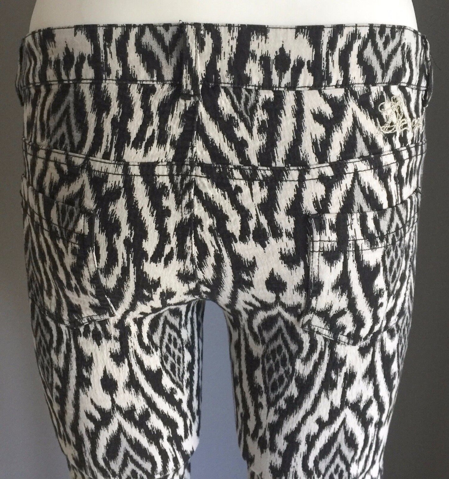 DESIGUAL Jeggings Black White & Grey Print 7/8 Length Treggings Ladies Size 8