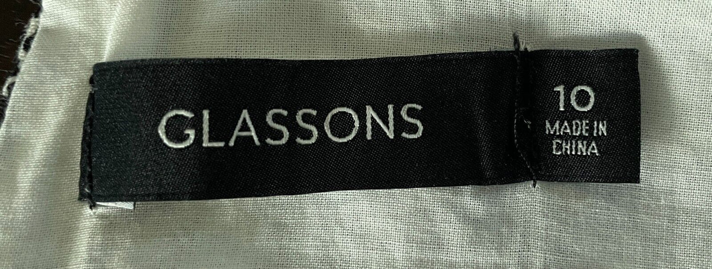 GLASSONS Top Black & White Cheetah Print Sleeveless Open Tie Back Size 10 NEW
