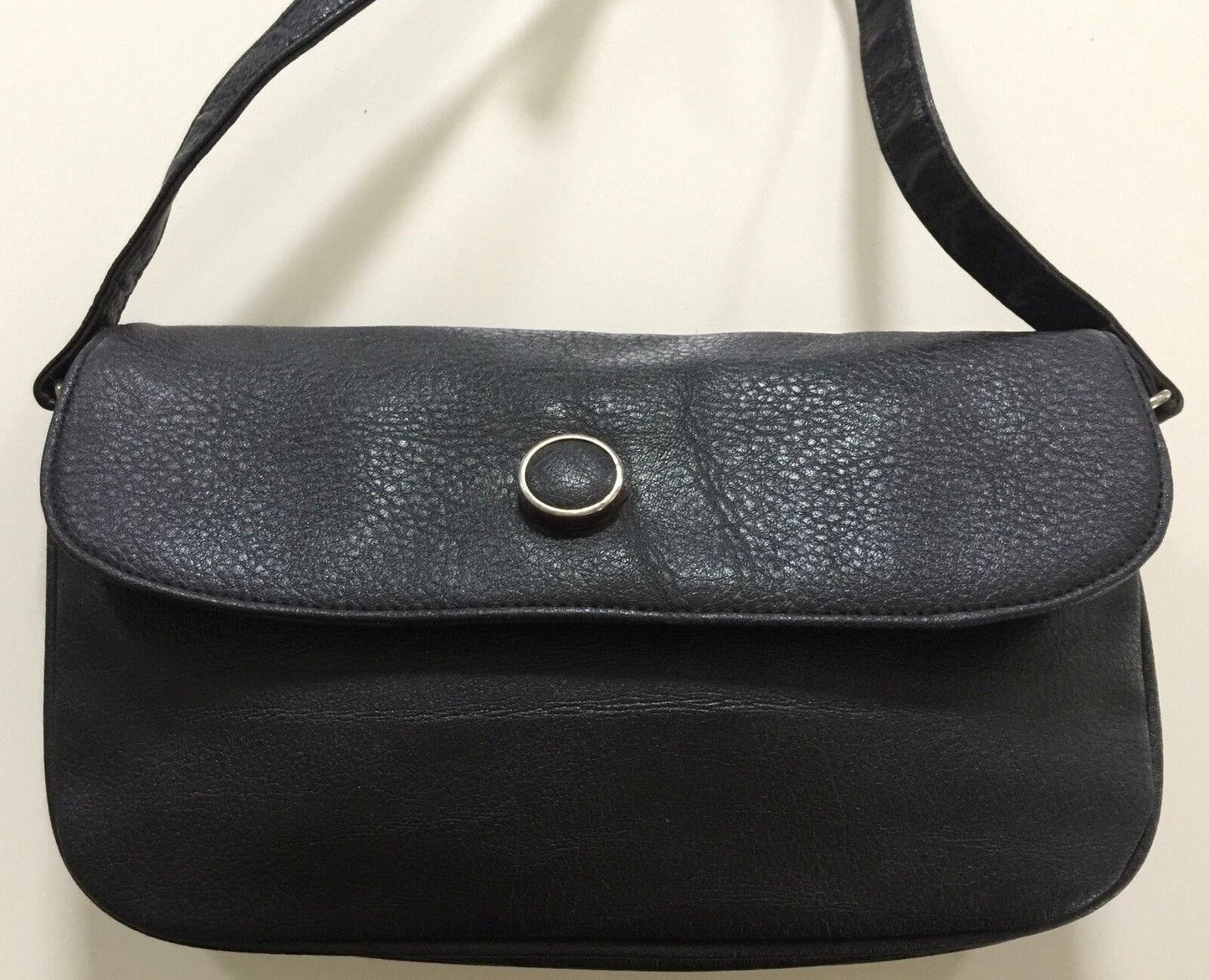 GOLD CREST Shoulder Bag Purse Black Vinyl Envelope Clutch Handbag Vintage
