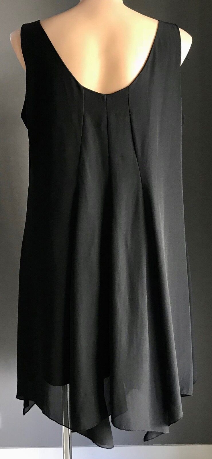 NOW PLUS A-Line Dress Ruffle Handkerchief Hem Black Sleeveless LBD Plus Size 22