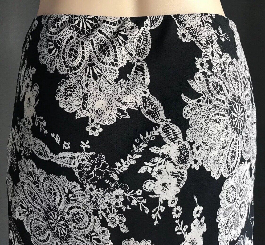 NONI Midi Skirt Brown Taupe Print Godet Style Elastic Waist Plus Size 22 24