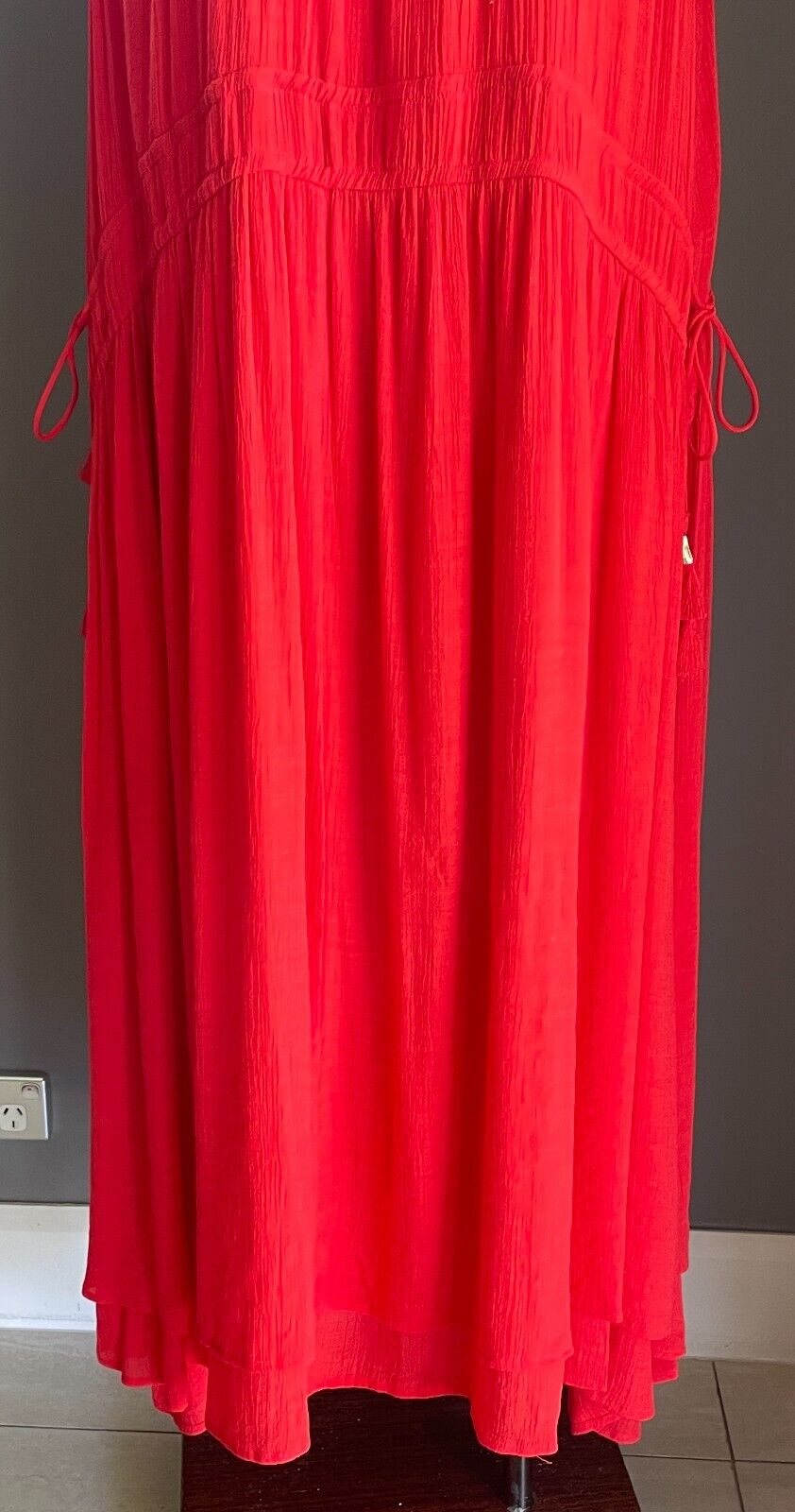 VIRTUELLE TAKING SHAPE TS Sun Blazing Midi Dress Orange Africa Calling Sz 20 NEW