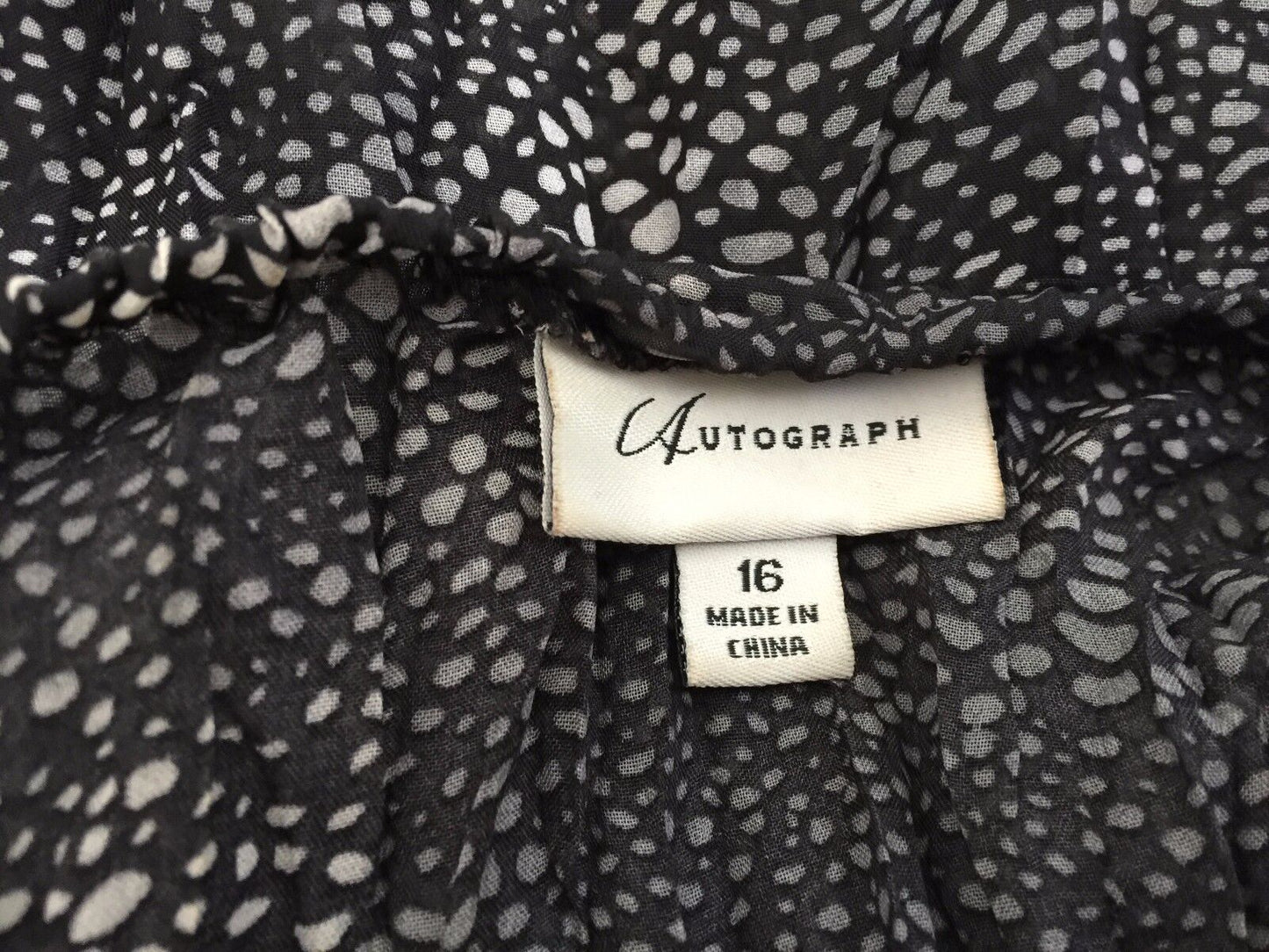 AUTOGRAPH Top Peasant Semi Sheer Black & Grey 3/4 Sleeve Plus Size 16 Retro NEW