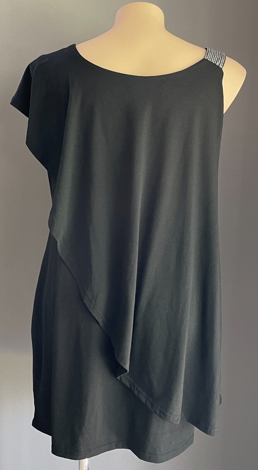 NEXTMIA Dress One Shoulder Sequin Trim Stretch Black Mini Overlay Plus Size 26