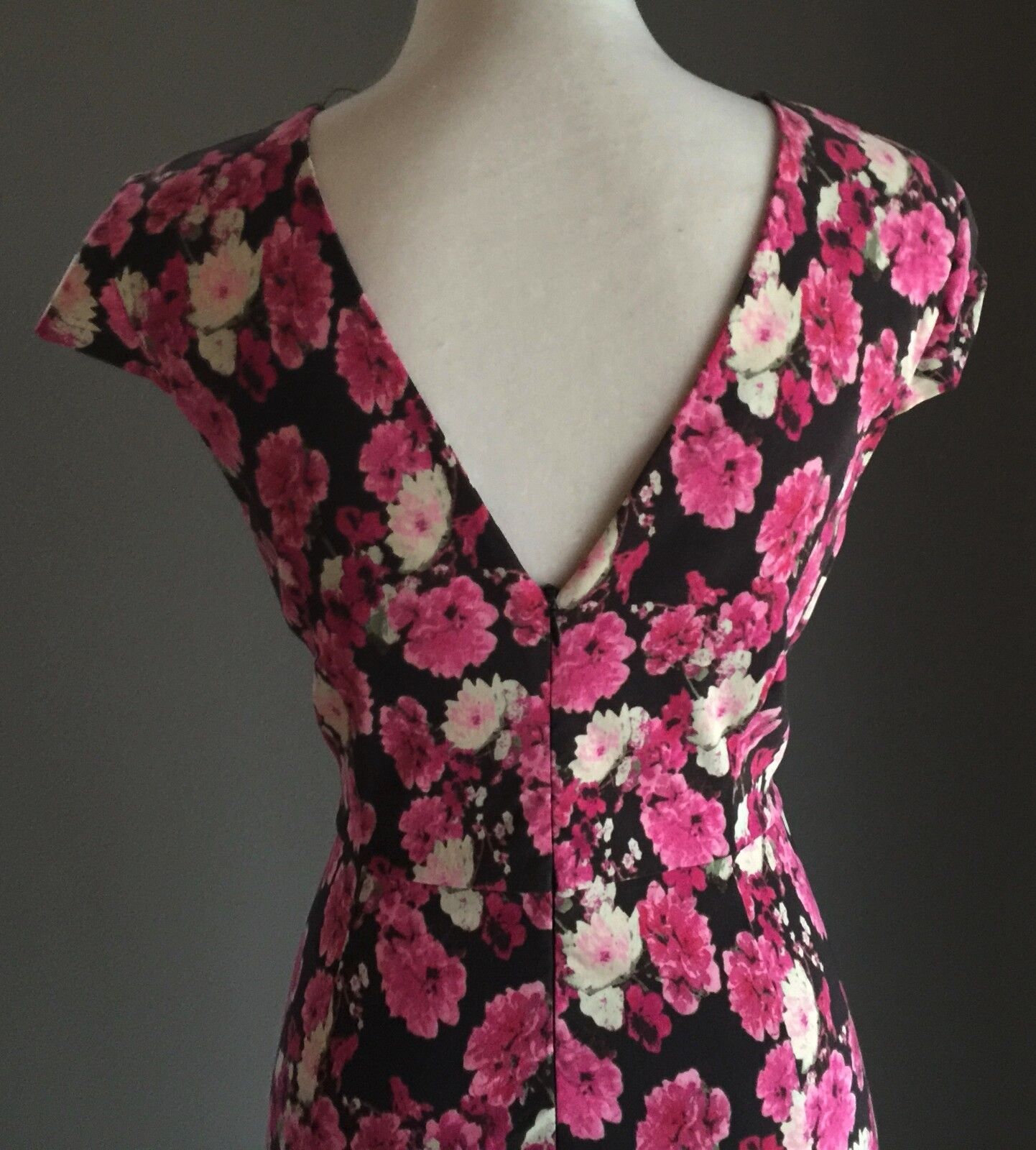MISS SELFRIDGE Wiggle Dress Black Floral Stretch Ladies Size 16 1950's Vibe NEW