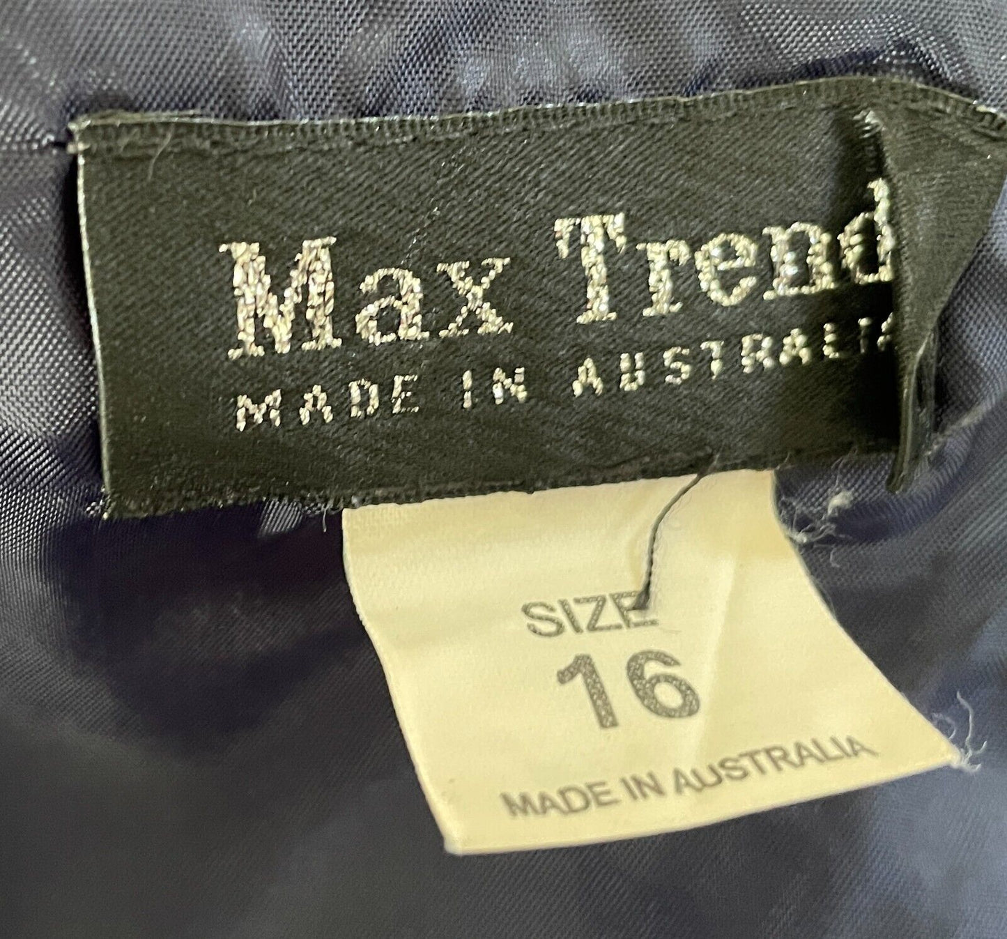MAX TREND Navy Blue Short Sleeve Sheath Style Dress Lined Knee Length Size 16