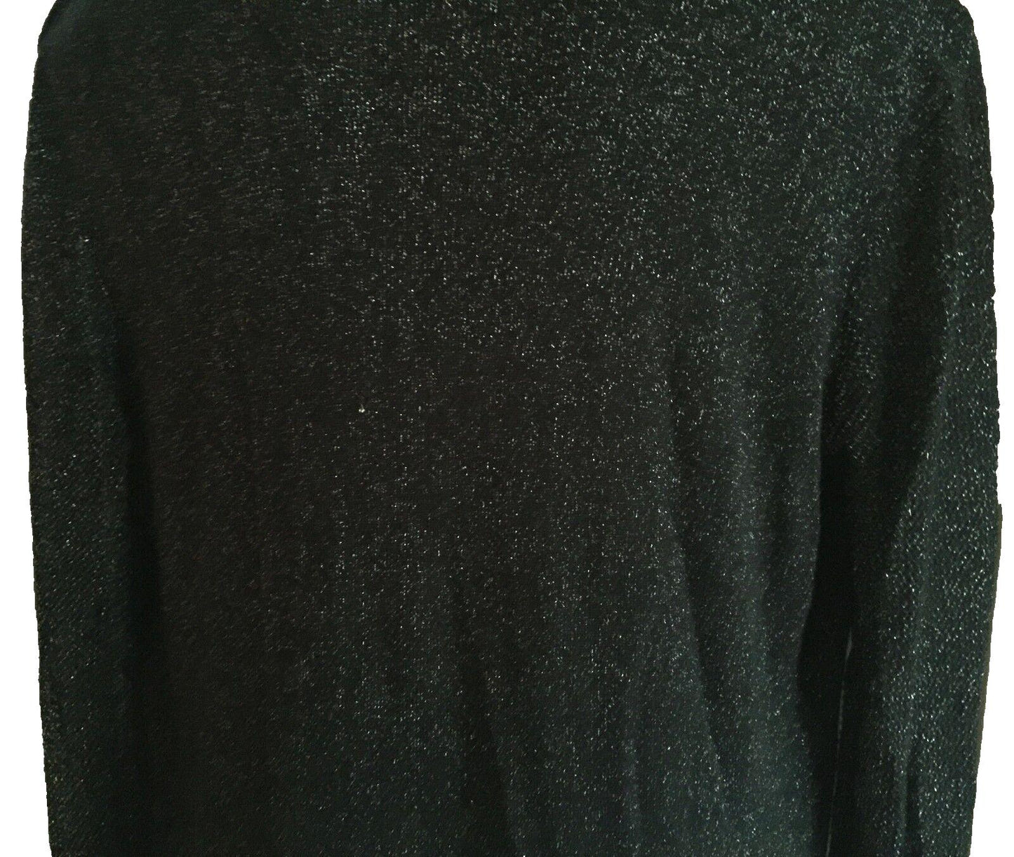 KNITWELL Drape Cardigan Open Jacket Black & Silver Lurex Knit Size L 12 14 NEW