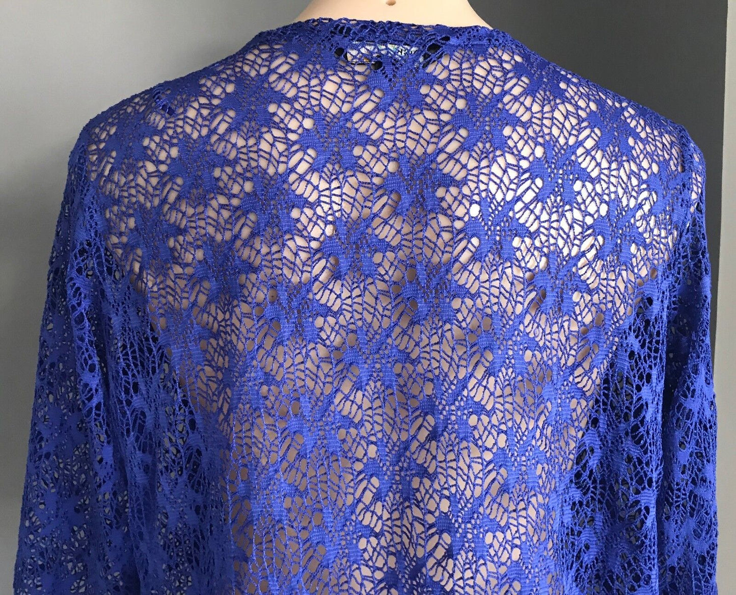 BLACK PEPPER Drape Cardigan Cobalt Blue Net Lace 3/4 Sleeve Ladies Size 12 NEW