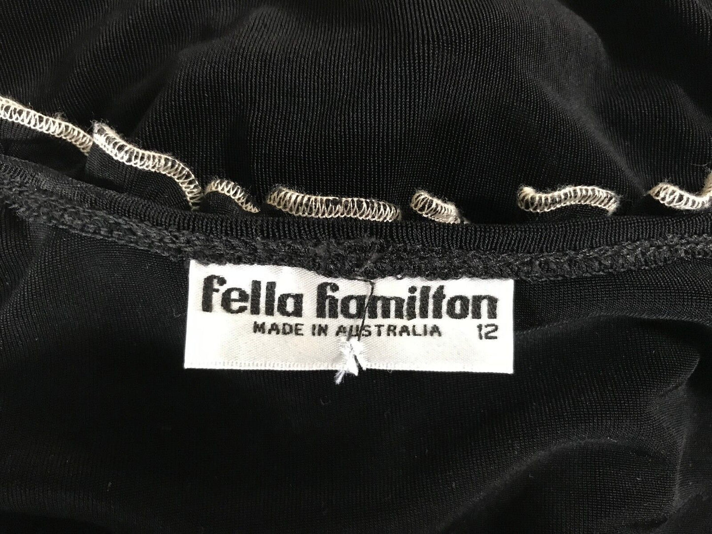 FELLA HAMILTON Cardigan Long Sleeve Black & White Frill Trim Size 12 Vintage