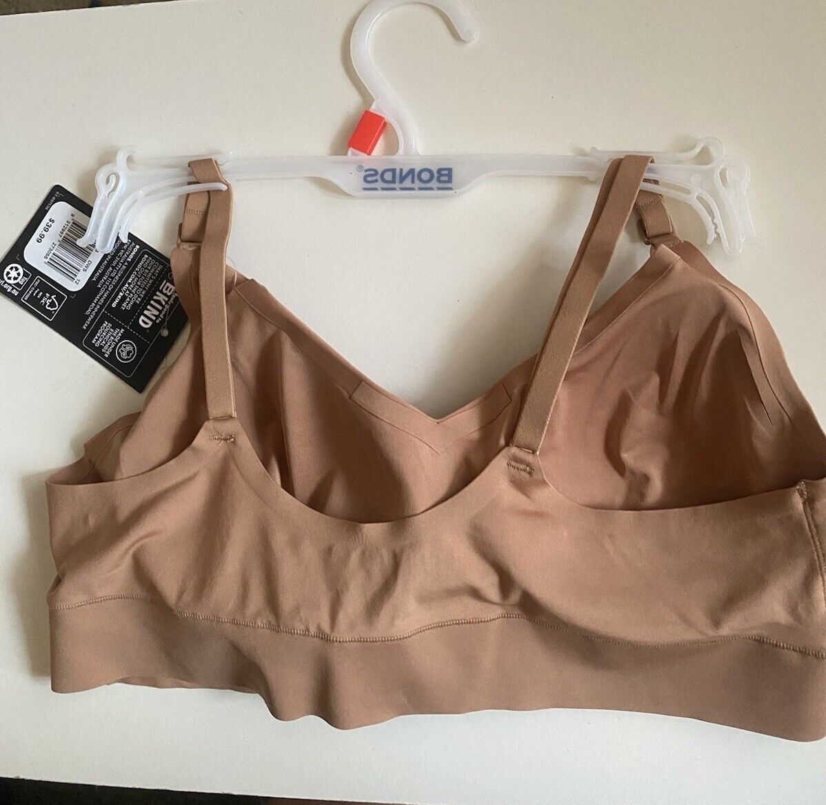 BONDS INVISI BRALETTE Mocha Wireless Removable Cups Slip On Logo Bra Size 12 NEW