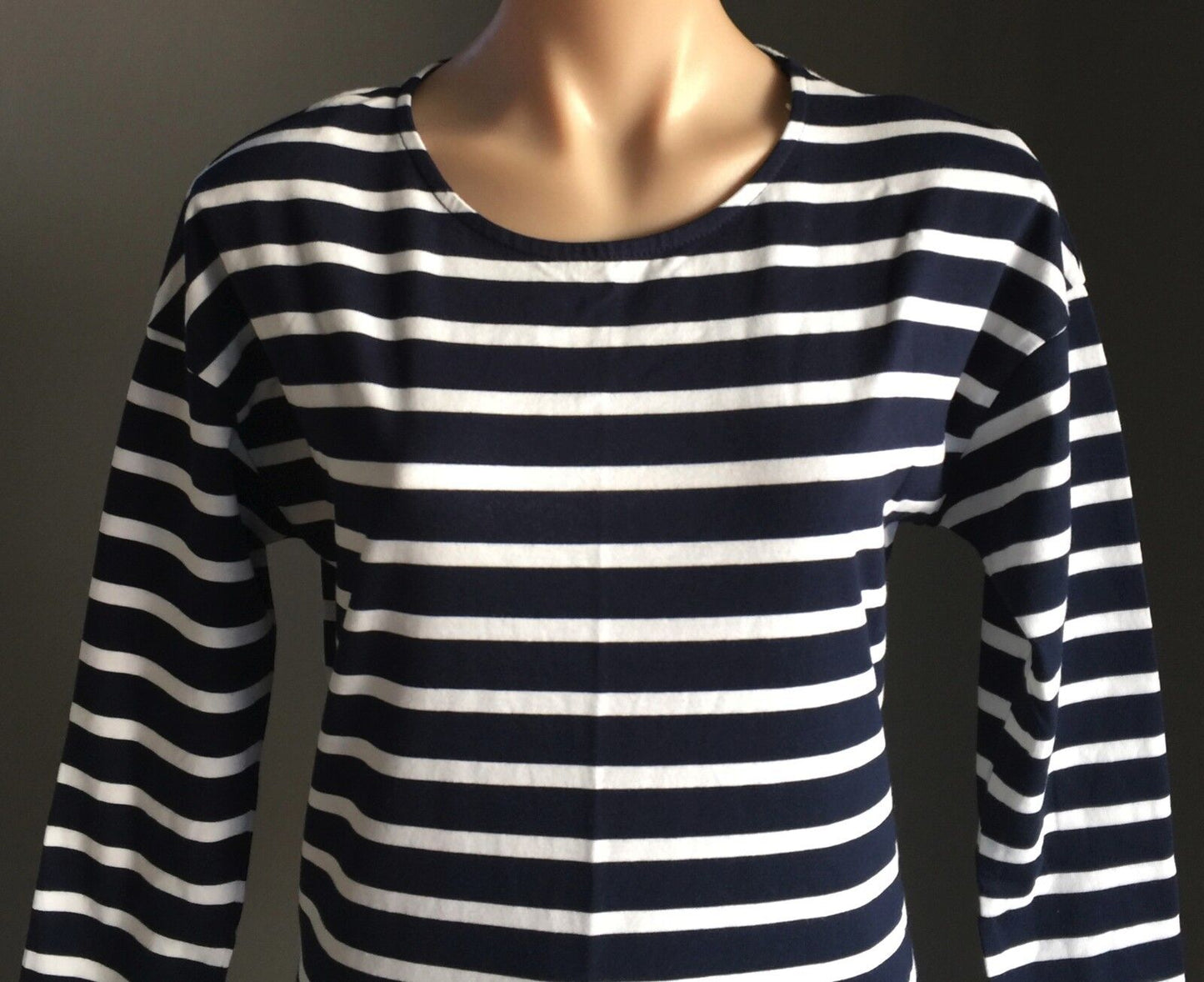 BONDS Blue & White Stripe 3/4 Sleeve Stretch Midi Dress Ladies Size M 10 12 NEW