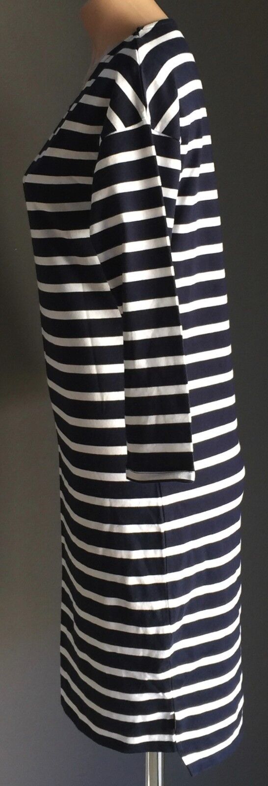 BONDS Blue & White Stripe 3/4 Sleeve Stretch Midi Dress Ladies Size M 10 12 NEW