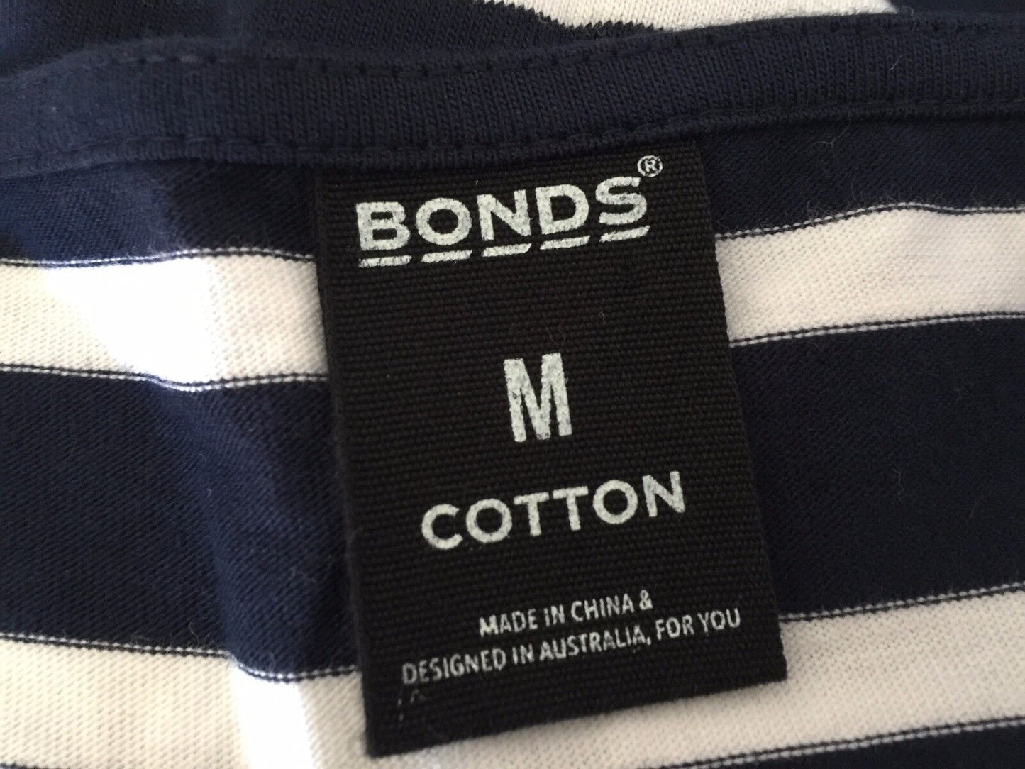 BONDS Blue & White Stripe 3/4 Sleeve Stretch Midi Dress Ladies Size M 10 12 NEW