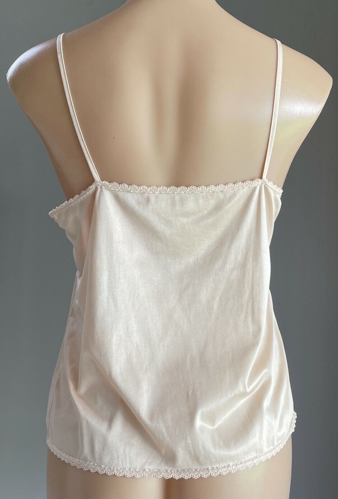 TARGET Camisole Natural Beige Silky w Lace Panel Trim Ladies Cami Size 12 NEW