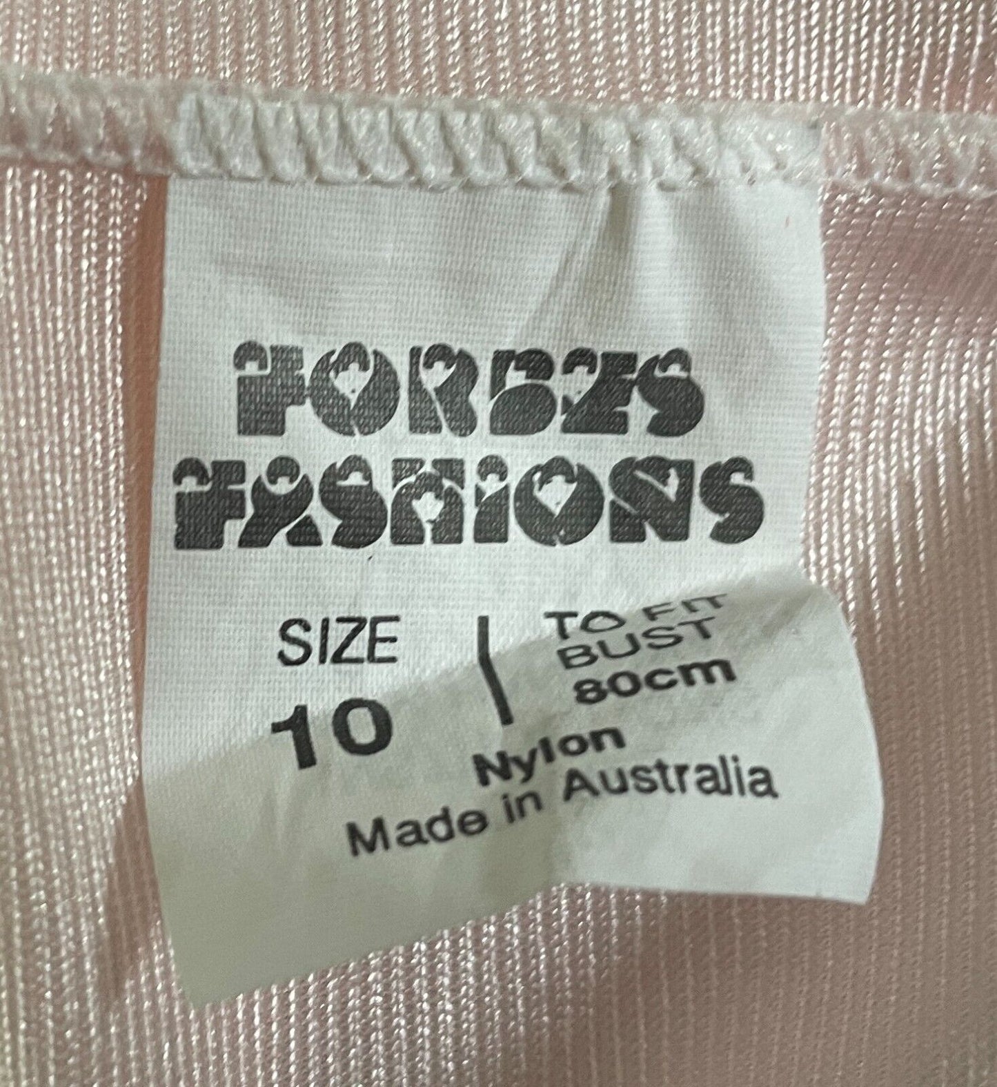FORBES FASHIONS Cami Baby Pink Camisole w Lace Adjustable Strap Size 10 Vintage