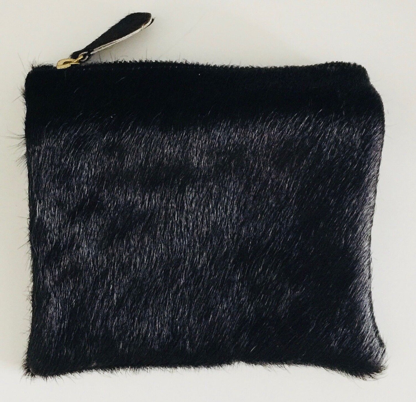 Genuine PONY HAIR on Hide PURSE Fold Over Wallet Clutch Dark Brown