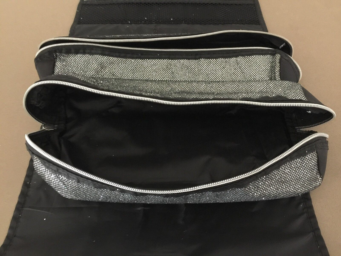 HD CARRY CASE Storage Bag Silver Glitter Black Double Pouch Protective Mat NEW