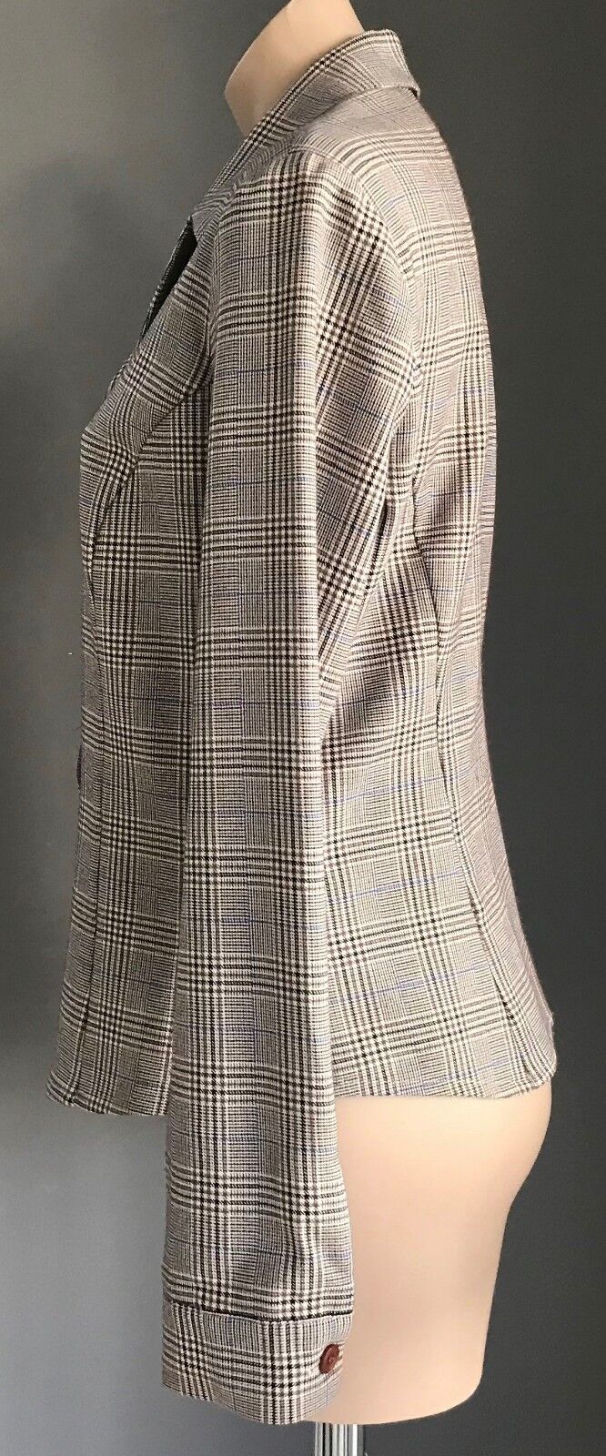GUESS JEANS USA Jacket Brown Plaid Long Sleeve Shirt Ladies Size L 14 Vintage