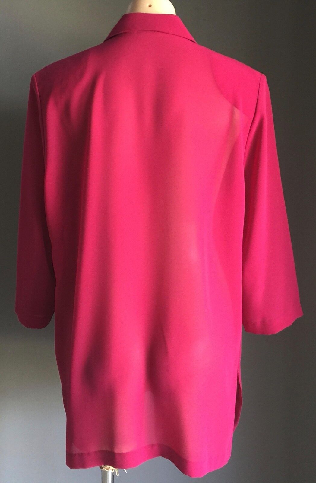 OVER SHIRT Open Top Jacket Cerise Sheer 3/4 Sleeve Ladies Size 14 16 Classic