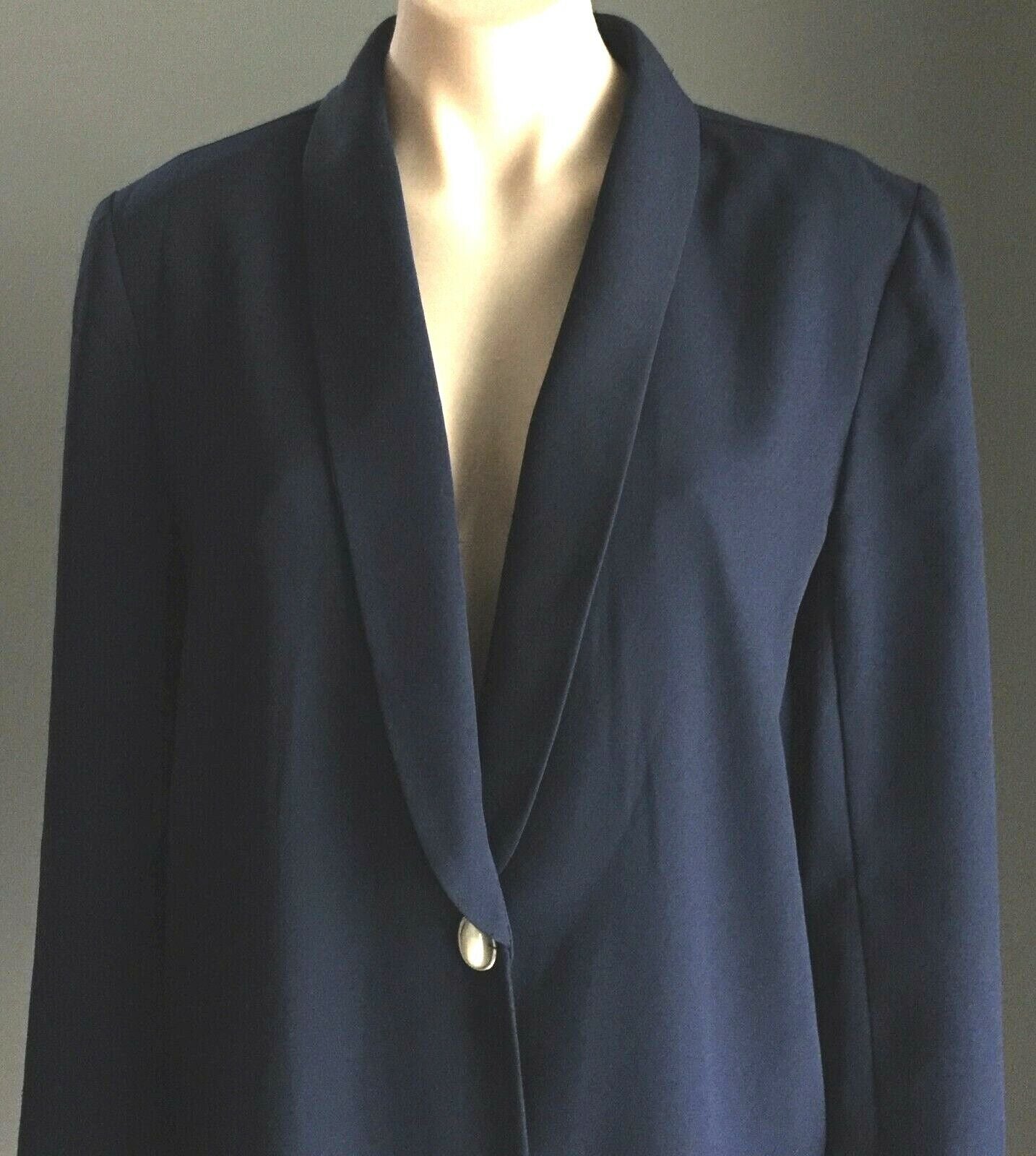 Vintage STITCHES Soft Jacket Navy Blue Long Sleeve Blazer Ladies Size 14