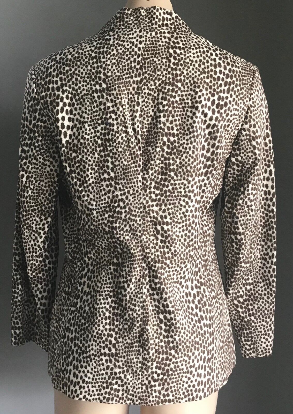 Retro OLSEN Jacket Brown & Cream Animal Print Blazer Cinched Back LadiesSize 14