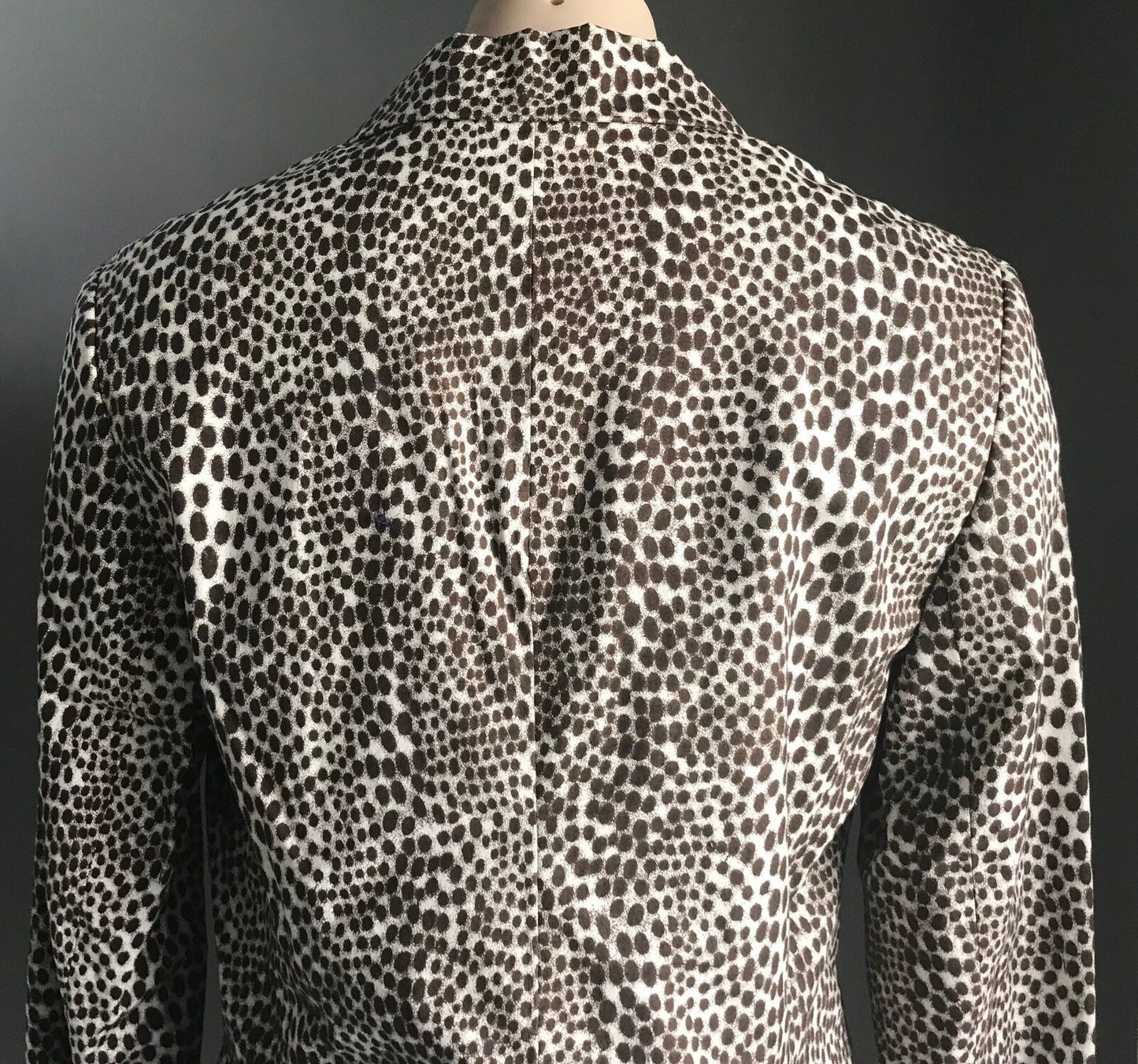 Retro OLSEN Jacket Brown & Cream Animal Print Blazer Cinched Back LadiesSize 14