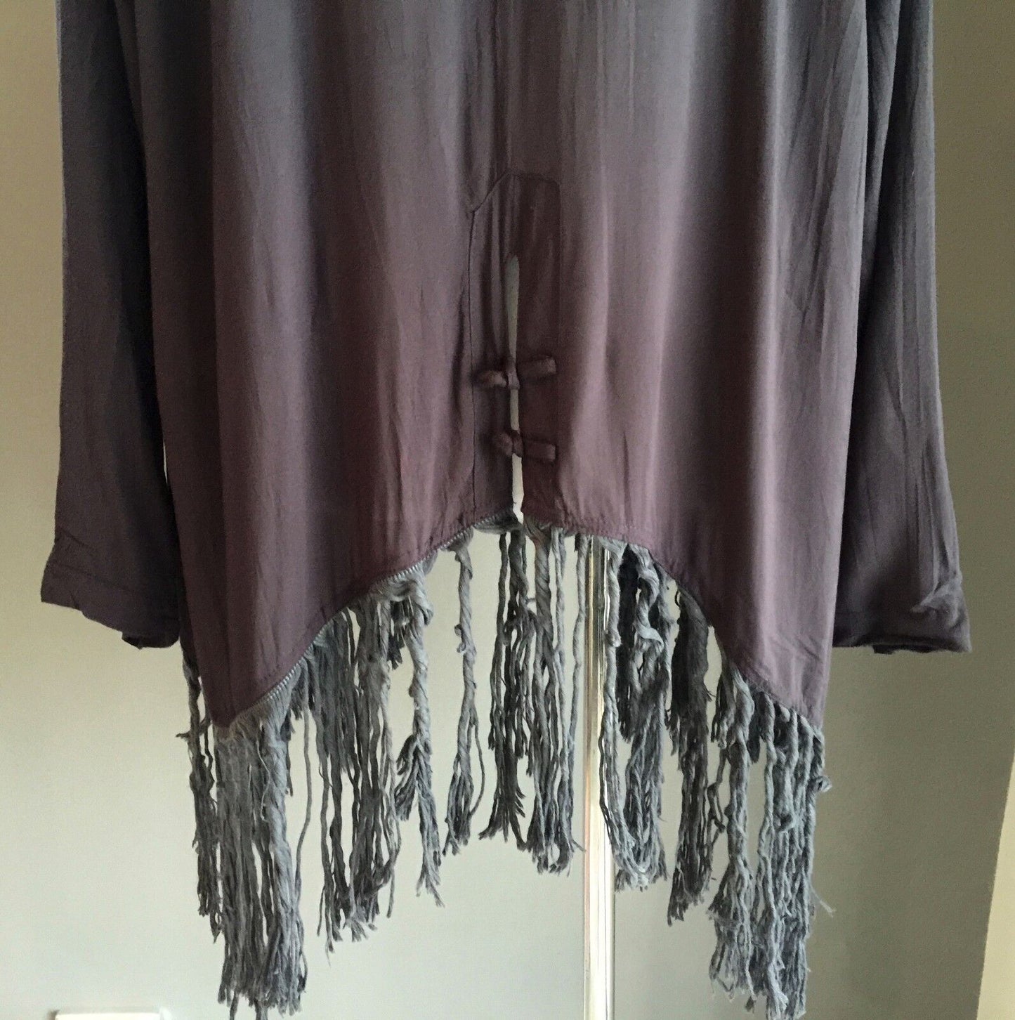 FRINGED OPEN JACKET Charcoal Grey Boho Lightweight Free Size Boho Hippie NWOT