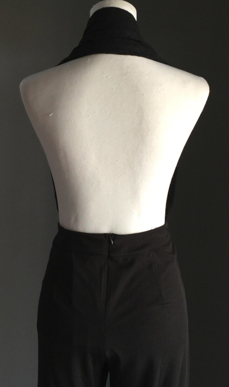 CaiDieNu Jumpsuit Size L 12 14 Black Backless Pantsuit Hollywood Chic NEW